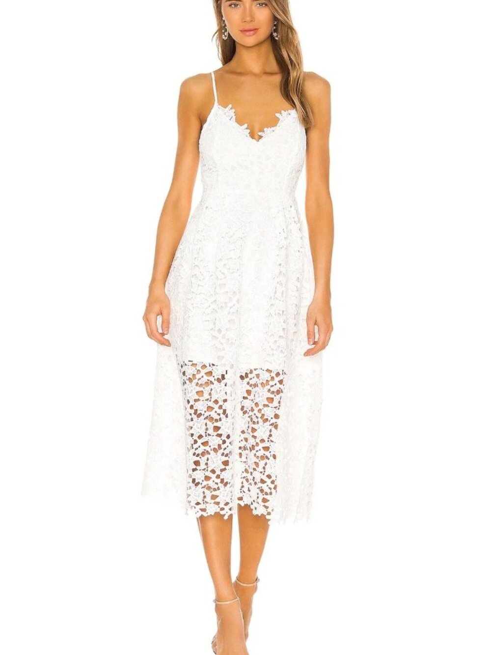 ASTR The Label White Lace A-Line Midi Dress Size Small Romantic Cottagecore